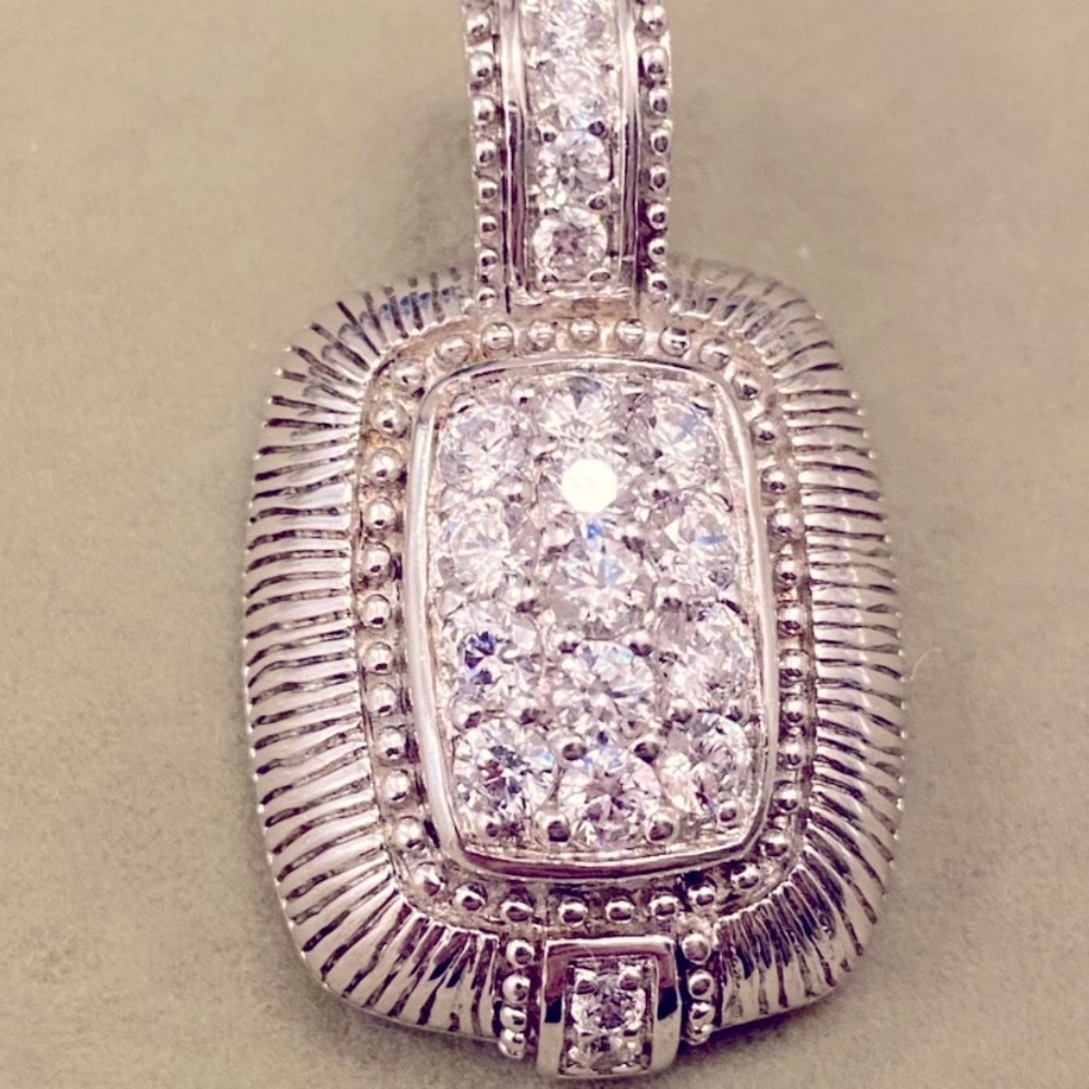 Judith Ripka enhancerElegant Silver Pendant with large Czs
